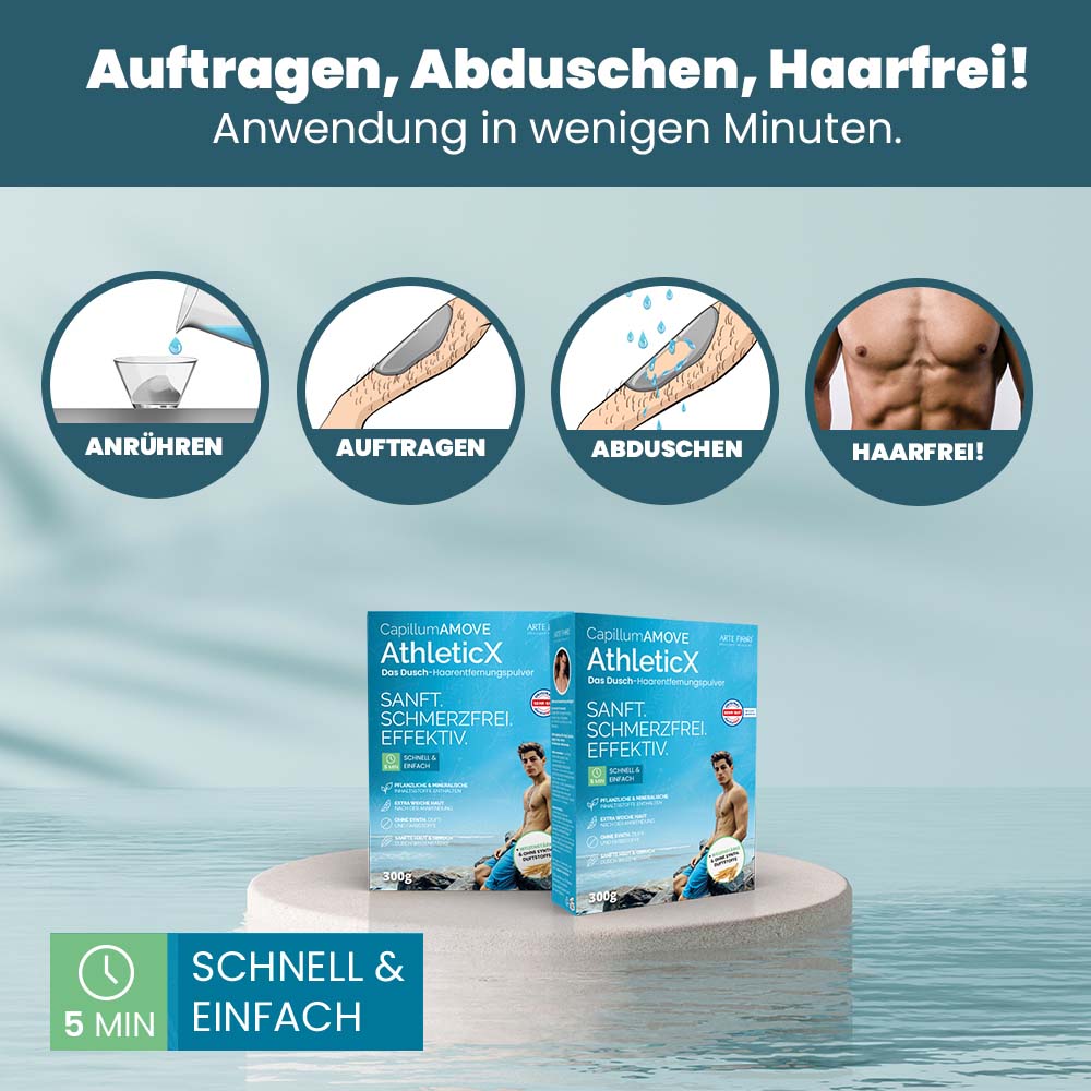 Capillum AMOVE AthleticX Enthaarungscreme Enthaarungspulver Intimbereich Pulver 10x200g