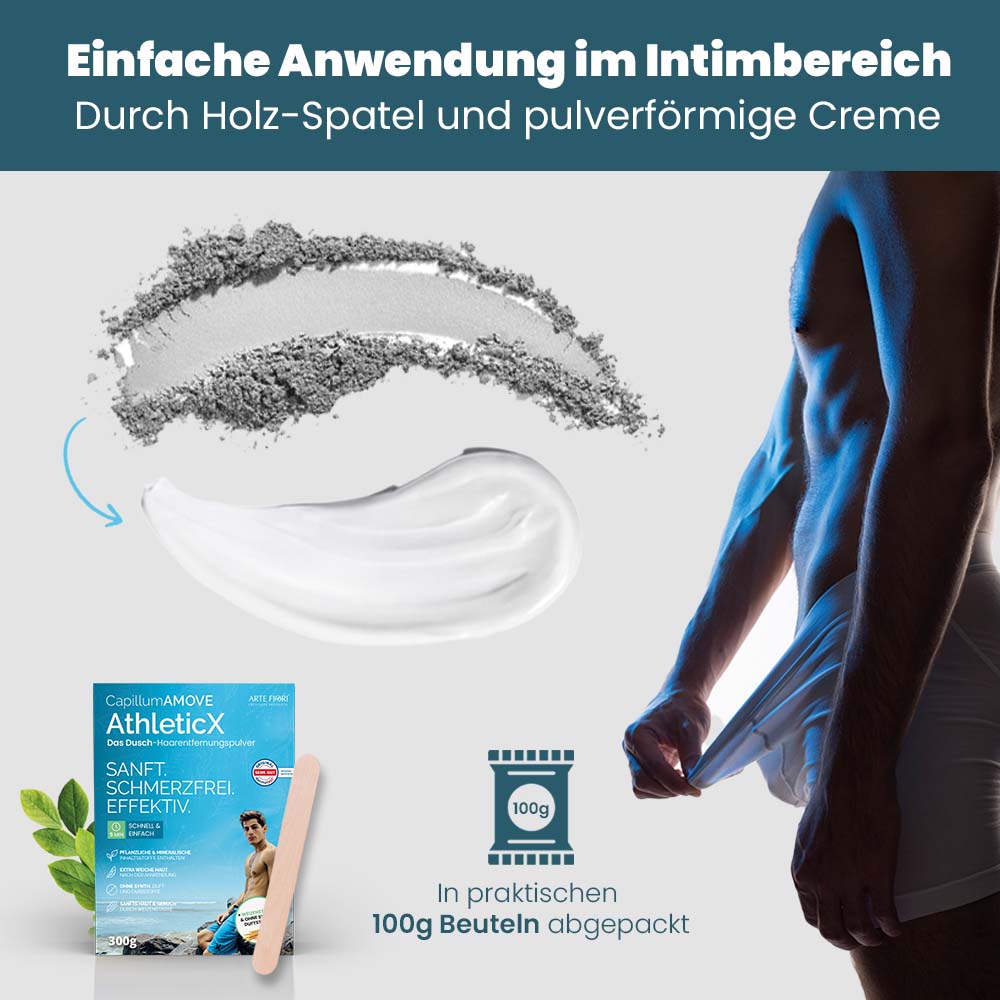 Capillum AMOVE AthleticX SPAR PACK Enthaarungscreme Intimbereich Männer Enthaarungspulver schmerzfrei