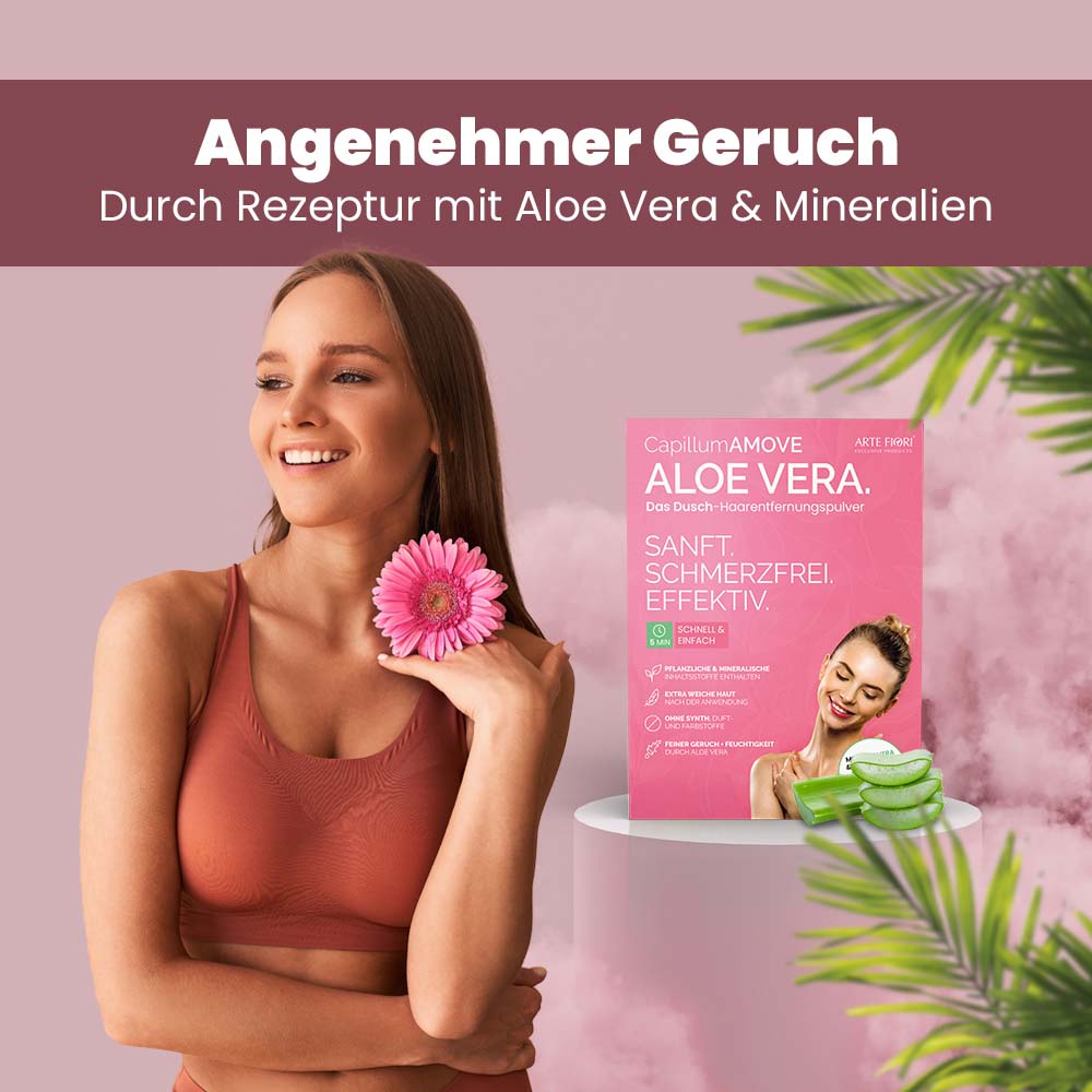 Capillum AMOVE Aloe Vera Enthaarungscreme Pulver SPAR PACK für Körper & Intimbereich Frau