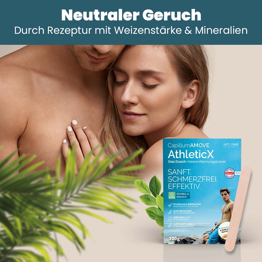 Capillum AMOVE AthleticX SPAR PACK Enthaarungscreme Intimbereich Männer Enthaarungspulver schmerzfrei
