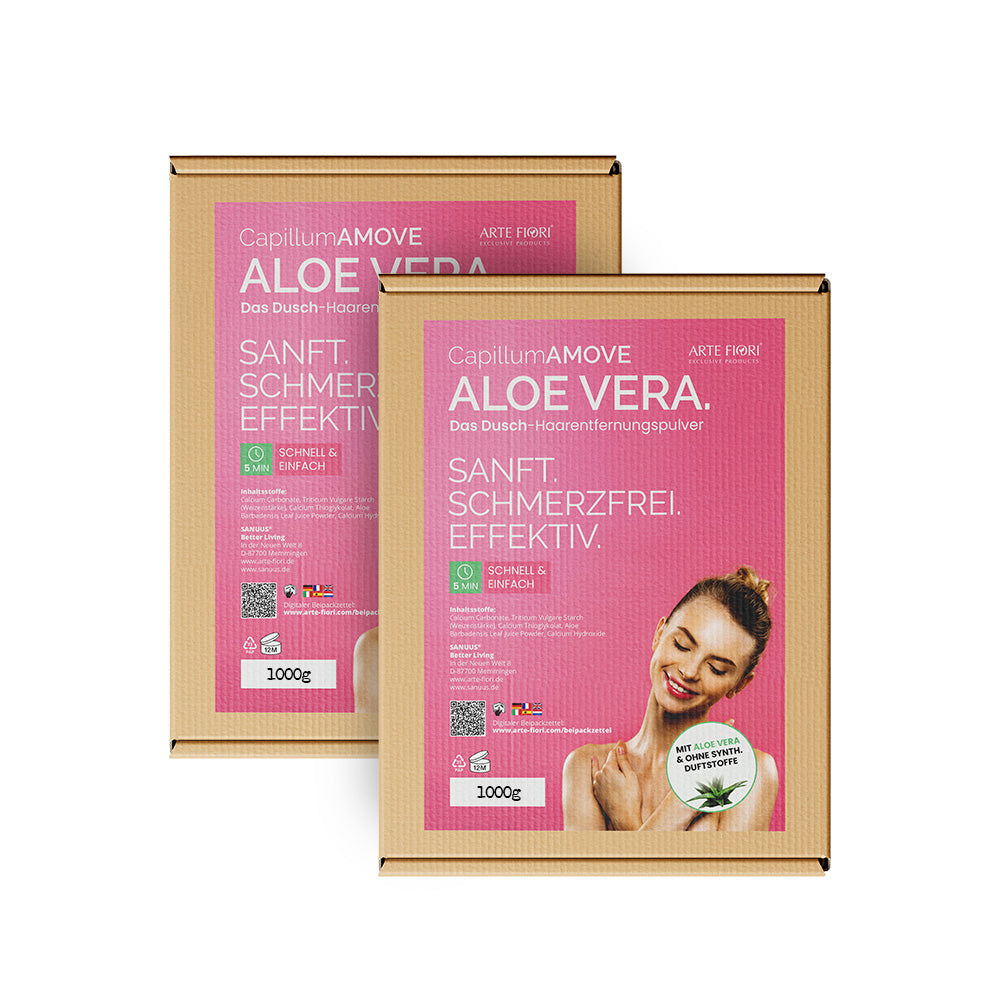 Capillum AMOVE Aloe Vera Enthaarungscreme Pulver SPAR PACK für Körper & Intimbereich Frau