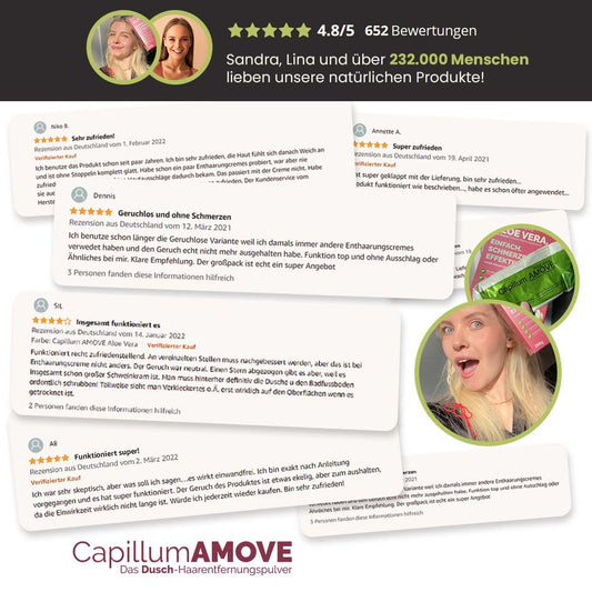 Capillum AMOVE Aloe Vera Schmerzfreie Enthaarungscreme Intimbereich Frauen Enthaarungspulver