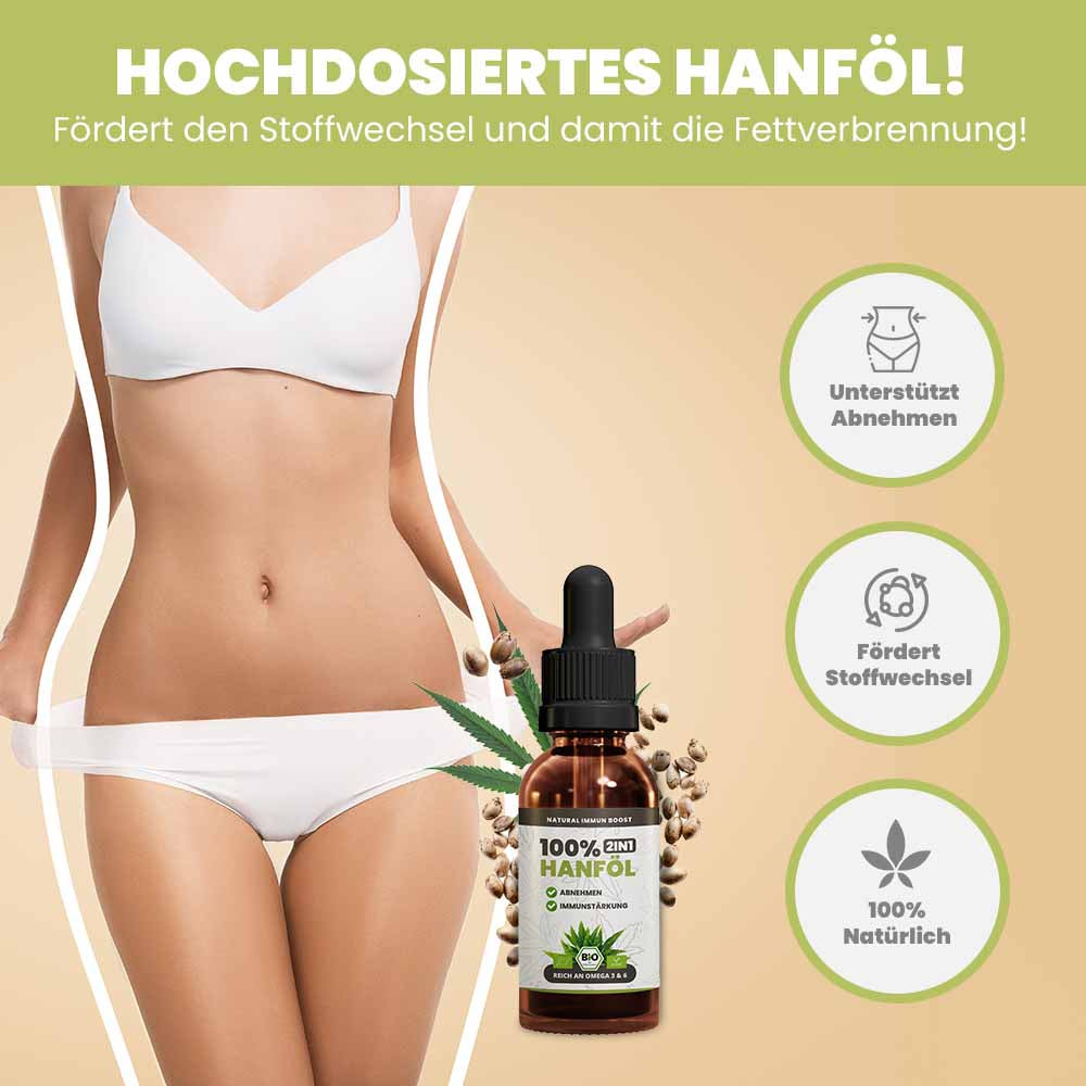 SANUUS 2IN1 Bio Hanföl 100ml fürs Immunsystem & zum Abnehmen